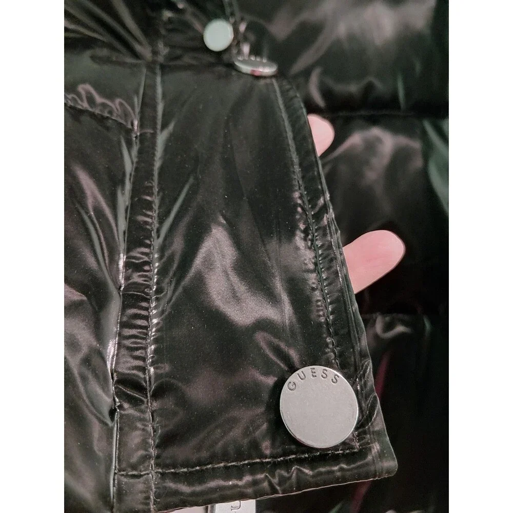 Guess Los Angeles High-Shine Gloss Puffer Convertible To Vest Jacket- Size Small